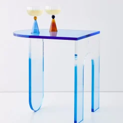 Clearance Arched Acrylic Side Table Blue Furniture