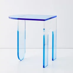 Clearance Arched Acrylic Side Table Blue Furniture