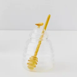 Bee Mine Glass Honey Jar & Dipper Kitchen Accessories