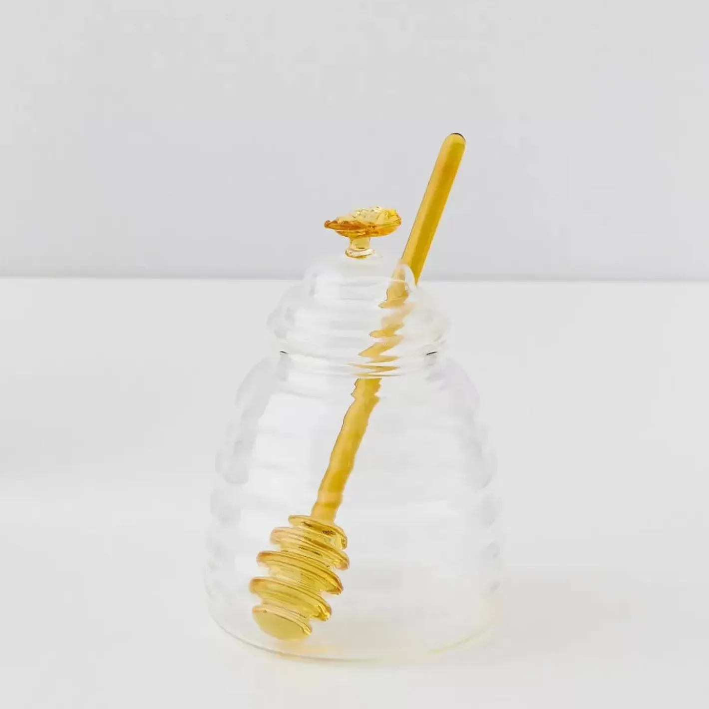 Bee Mine Glass Honey Jar & Dipper Kitchen Accessories