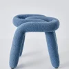 Outlet Berber Stool Boucle Blue Furniture