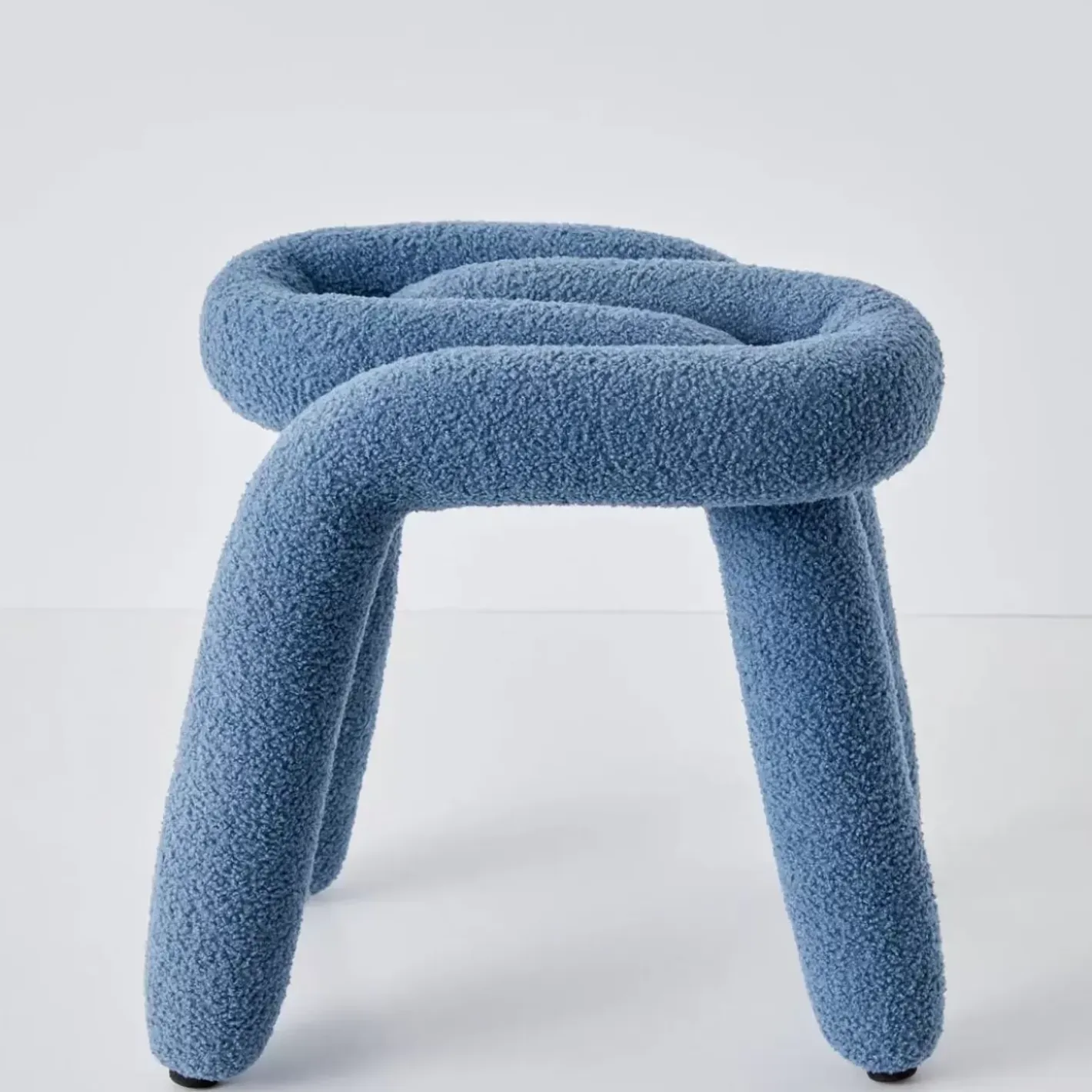 Outlet Berber Stool Boucle Blue Furniture