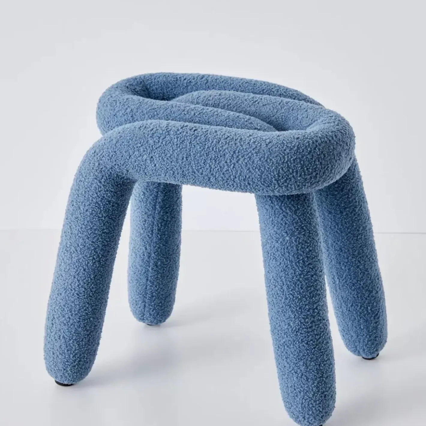 Outlet Berber Stool Boucle Blue Furniture