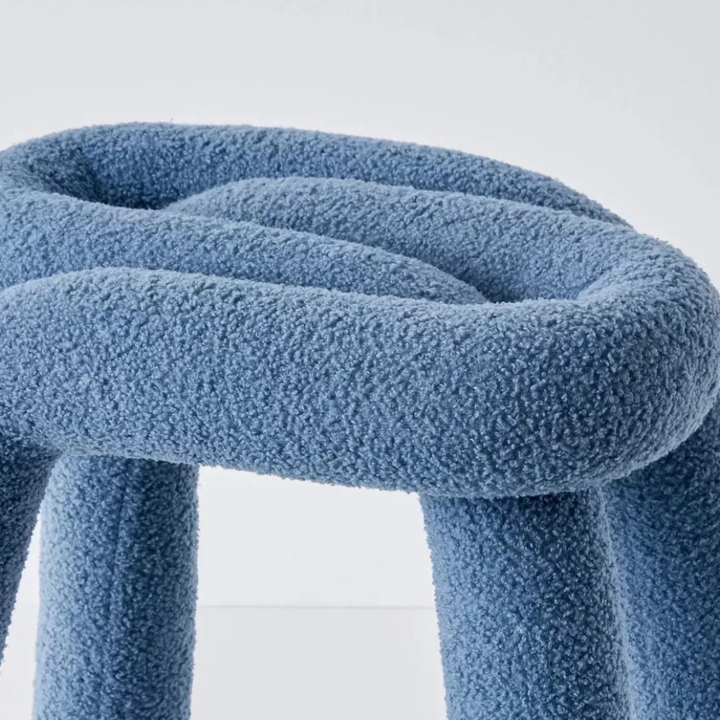 Outlet Berber Stool Boucle Blue Furniture