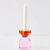 Sale Bevel Crystal Taper Candle Holder Amber Pink Candle Holders