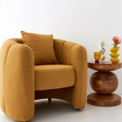 Bloom Boucle Accent Chair Mustard Furniture