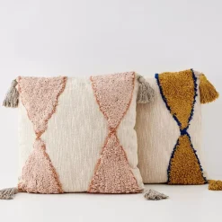 Outlet Boho Cotton Cushion With Insert Nude/Beige Cushions & Throws
