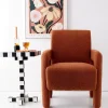 Sale Boucle Accent Chair Terracotta Furniture