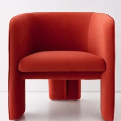 Clearance Bower Velvet Accent Chair Red Furniture