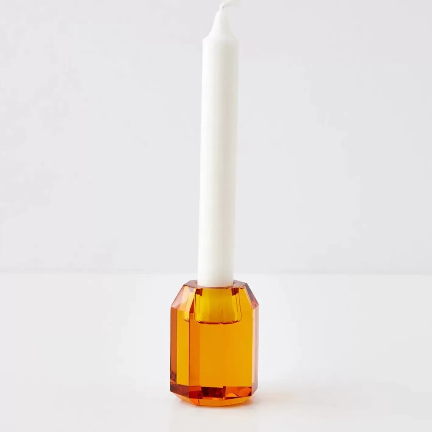 Briolette Crystal Taper Candle Holder Amber Candle Holders