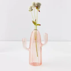 Online Cactus Tall Coloured Glass Vase Pink Vases