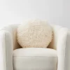 Clearance Carmela Faux Fur Circular Accent Cushion Ivory Cushions & Throws