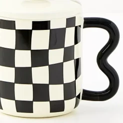 Outlet Check Ceramic Mug Black/White Mugs & Teacups