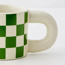 Sale Checkerboard Ceramic Mug Green Mugs & Teacups