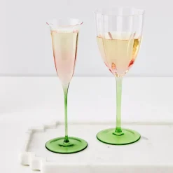 Online Coloured Bloom Champagne Glass Pink Wine Glasses