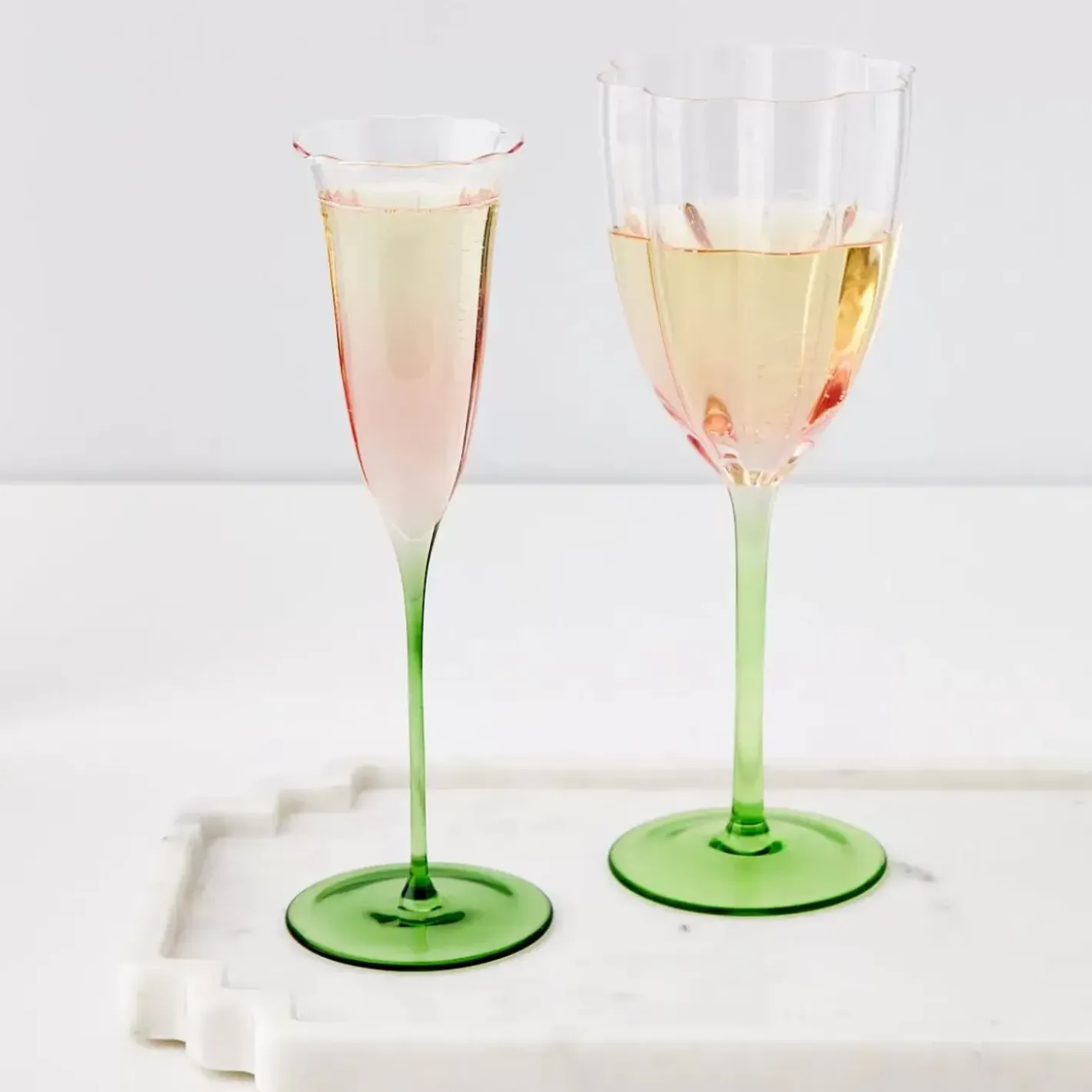 Online Coloured Bloom Champagne Glass Pink Wine Glasses