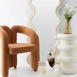 Hot Curvy Wavy Velvet Full Length Mirror Off White Mirrors