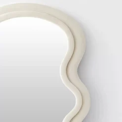 Hot Curvy Wavy Velvet Full Length Mirror Off White Mirrors