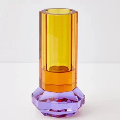 Discount Cushion Crystal Cut Coloured Vase Amber Vases