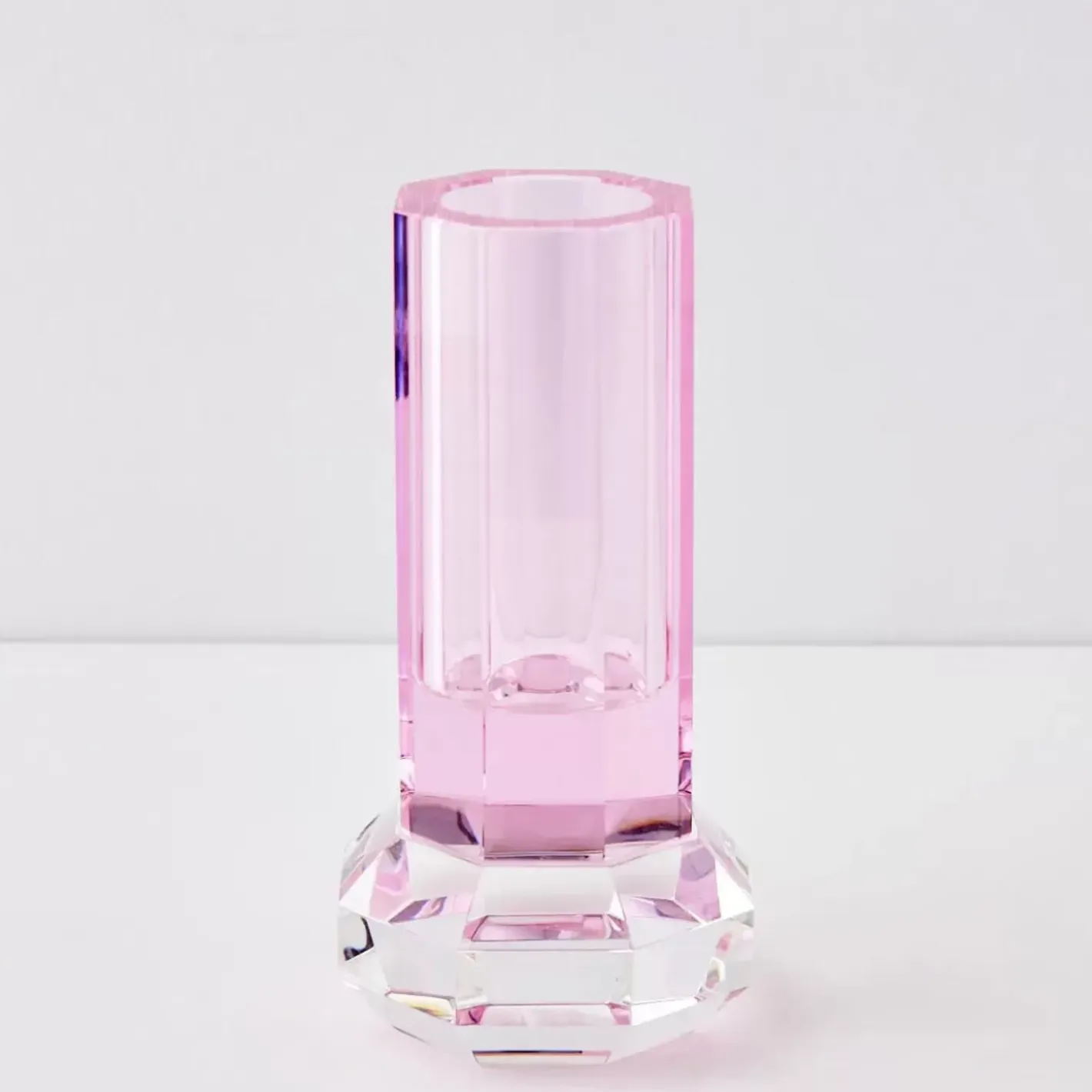 Outlet Cushion Crystal Cut Coloured Vase Pink Vases