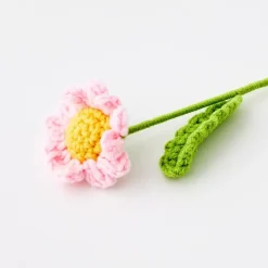 Daffodil Hand Knitted Crochet Flower Pink Vases