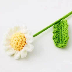 Sale Daffodil Hand Knitted Crochet Flower White Vases