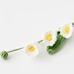 Sale Daffodil Stem Hand Knitted Crochet Flower White Vases