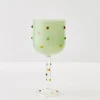 Dotted Wine Glass Green Wine Glasses