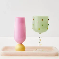 Dotted Wine Glass Green Wine Glasses