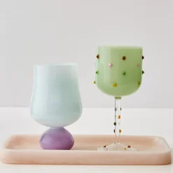 Dotted Wine Glass Green Wine Glasses