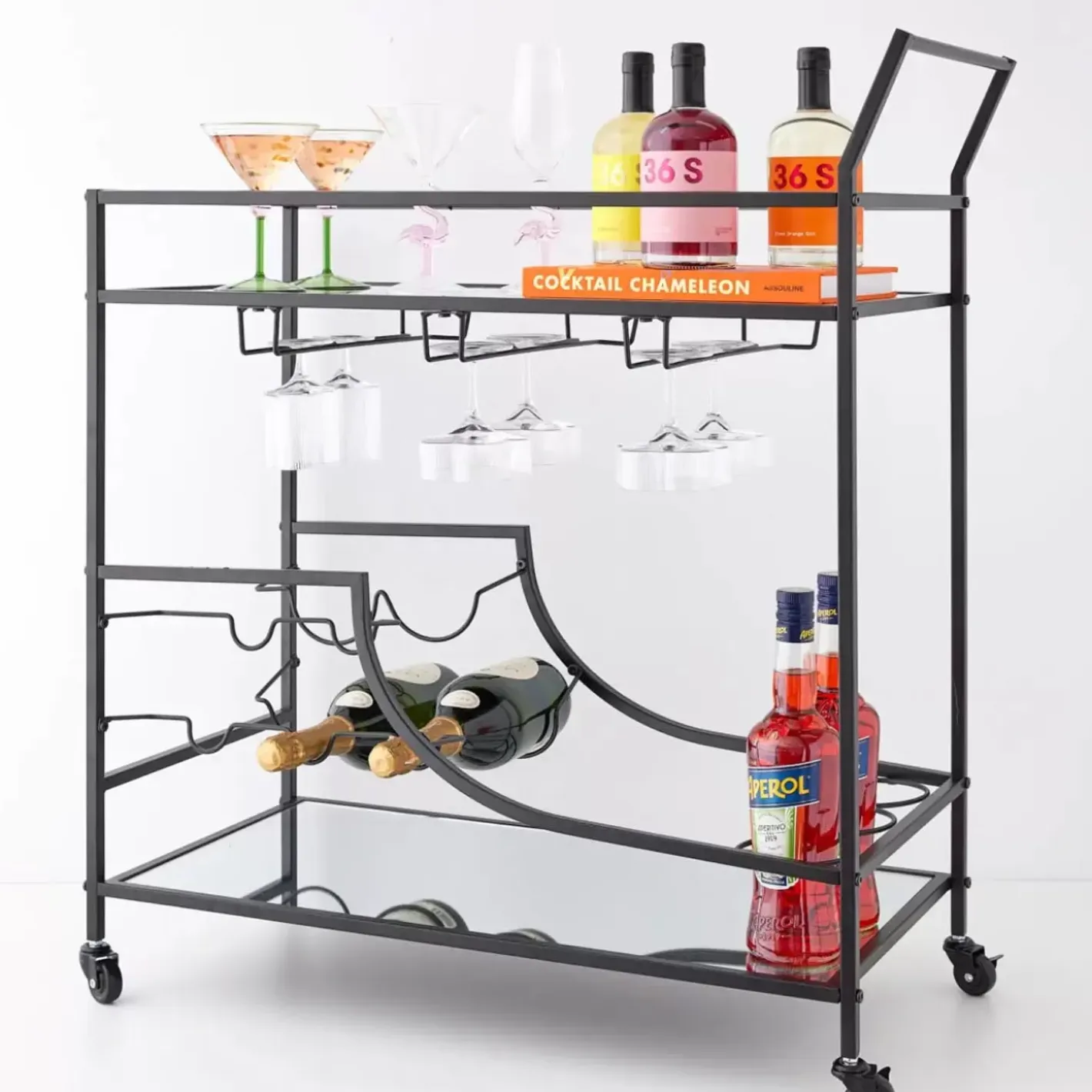 Outlet Double Decker Bar Cart Black Bar Tools & Accessories
