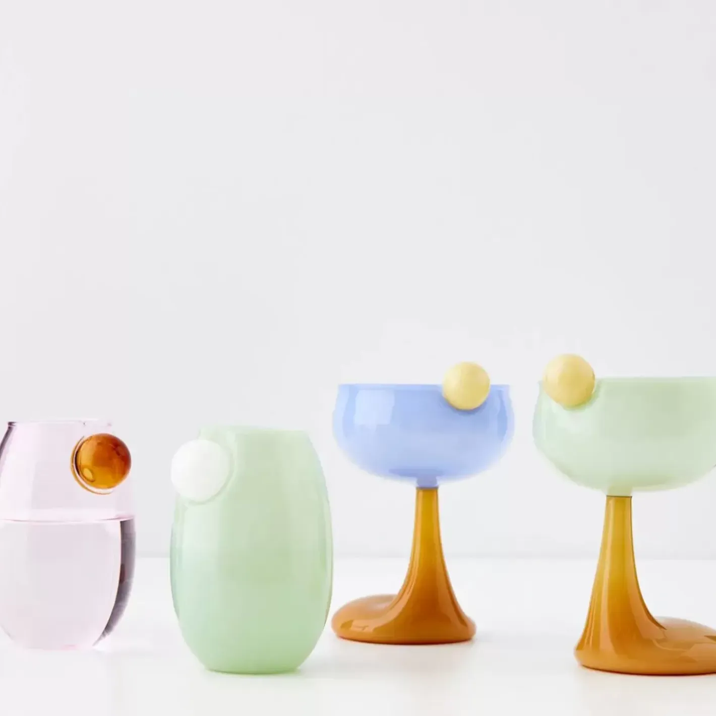 New Droplet Glass Tumbler Set Green Drinkware