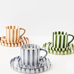 Sale Hand Painted Coffee Cup And Plate Green Mugs & Teacups