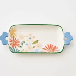 New In Bloom Ceramic Serving Tray Blue Serveware