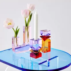 Infinity Crystal Cut Coloured Vase Pink Vases