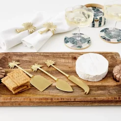 Discount Inlay Coaster Set Of 6 Teal/Ivory Tableware