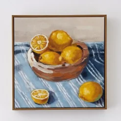 Discount Lemon Bowl Framed Canvas Oil Painting Wall Art