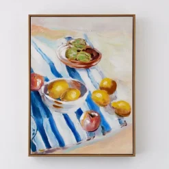 Clearance Lemon Picnic Framed Canvas Oil Painting Wall Art