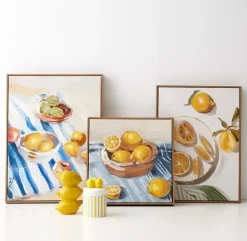 Online Lemon Slices Framed Canvas Oil Painting Wall Art