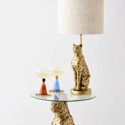 Clearance Leon Leopard Resin Table Lamp Gold Lighting