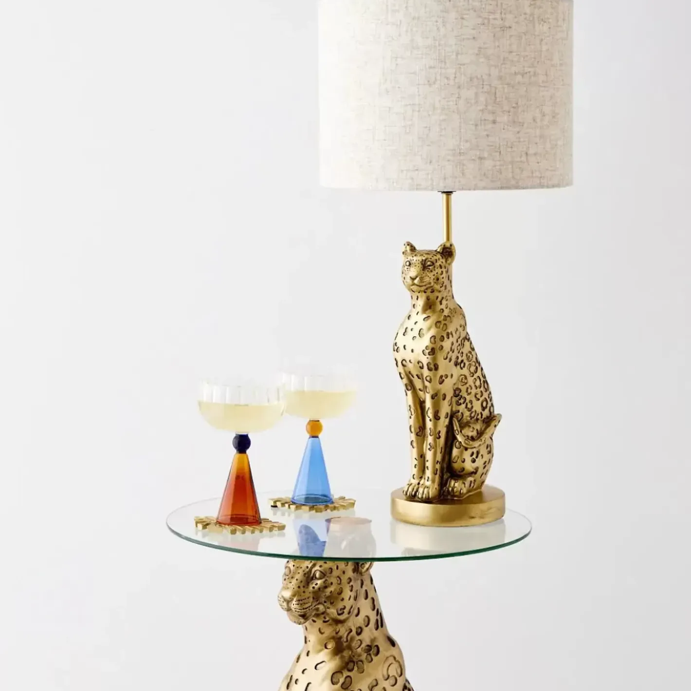 Clearance Leon Leopard Resin Table Lamp Gold Lighting