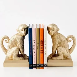 Hot Monkey Resin Bookend Duo Gold Decorative Objects & Trays