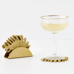 Monstera Metal Coaster Set Gold Tableware