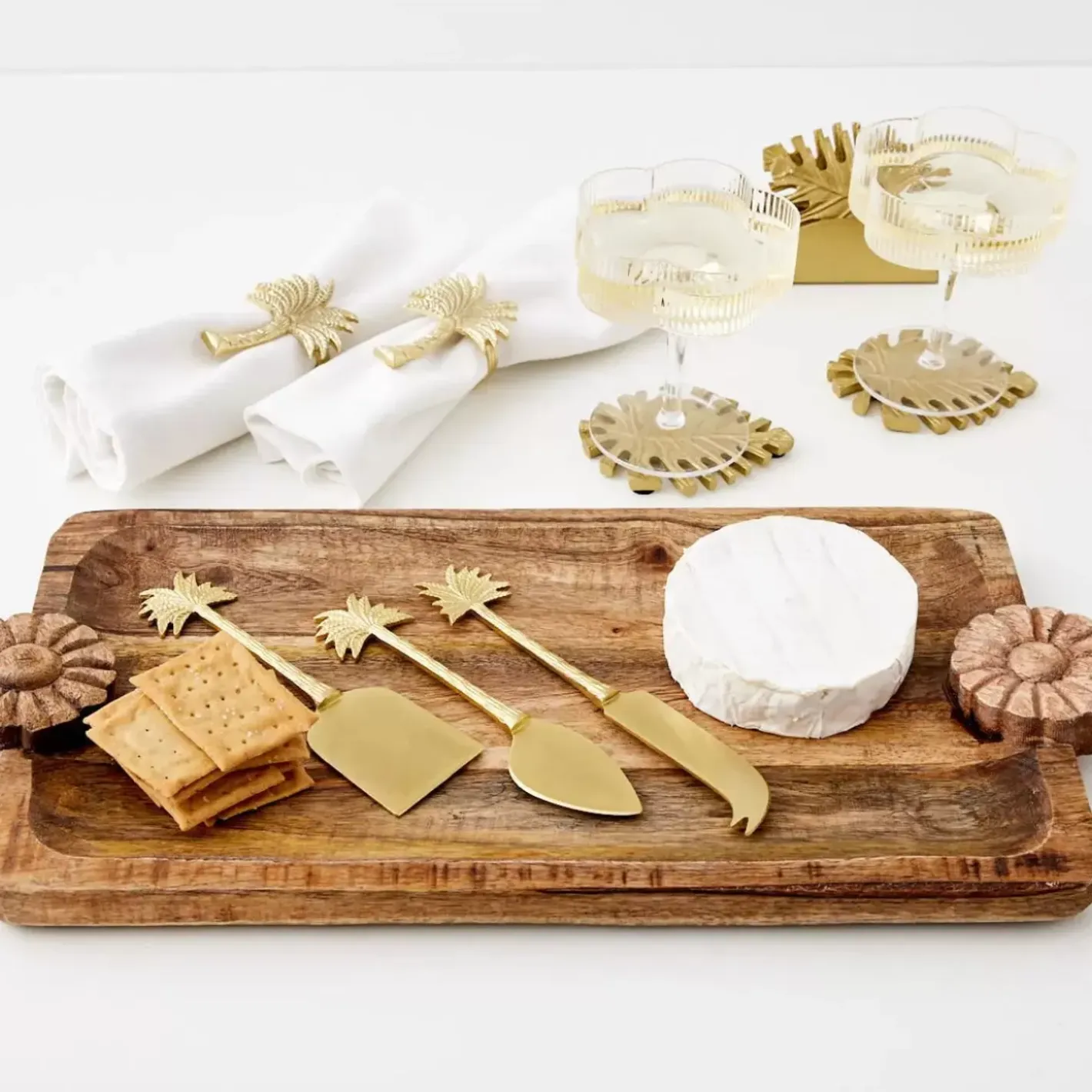 Monstera Metal Coaster Set Gold Tableware