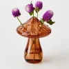 Outlet Mushroom Coloured Glass Vase Amber Vases