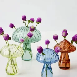 New Mushroom Coloured Glass Vase Blue Vases