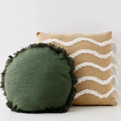 New Newport Cotton Cushion With Insert Natural/White Cushions & Throws