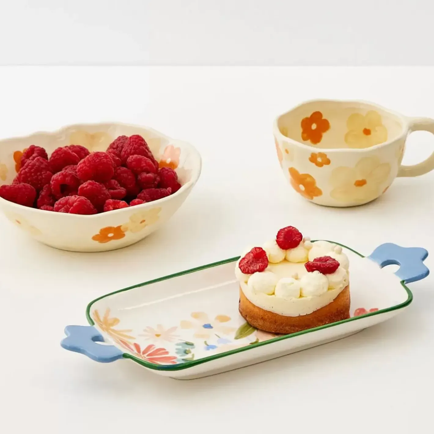 Discount Painted Blooms Ceramic Bowl Orange Tableware