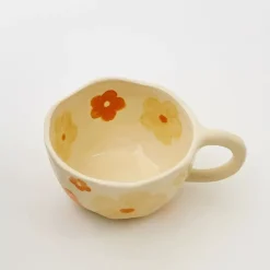 New Painted Blooms Ceramic Mug Orange Mugs & Teacups