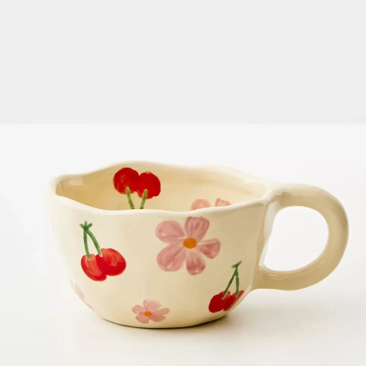 Discount Painted Cherry Ceramic Mug Red Mugs & Teacups